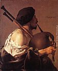 Terbrugghen Paintings - Bagpipe Player by Hendrick Terbrugghen